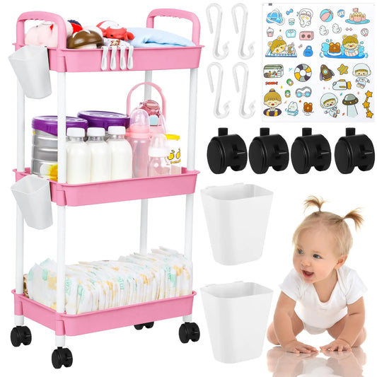 Ripeng 3-Tier Mobile Diaper Storage Cart